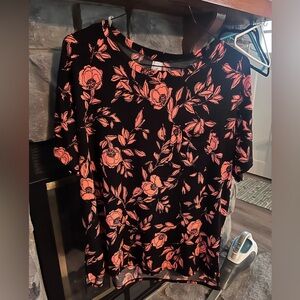 Black and neon coral top